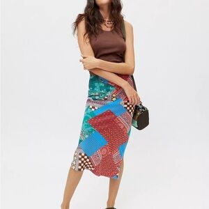 Urban Outfitters Maisie Patchwork Midi Skirt